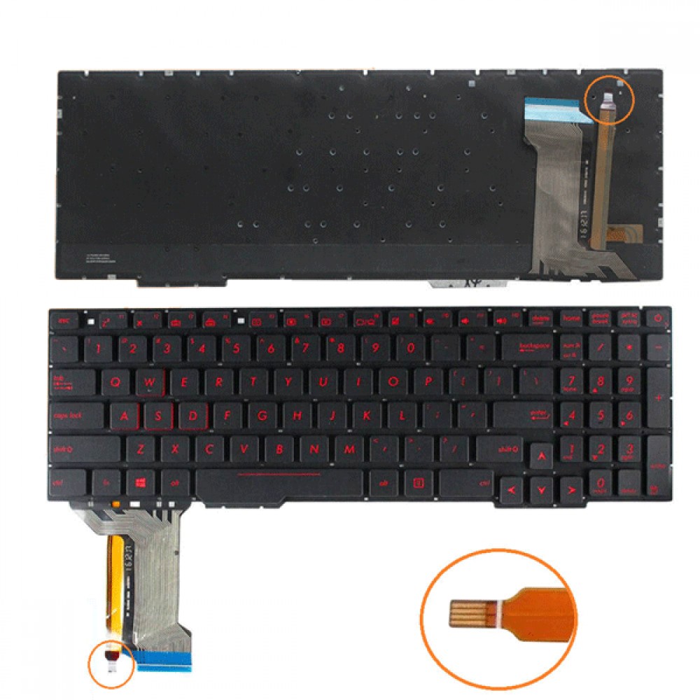 Bàn phím Tốt dùng cho Asus GL553VW,GX553,FX753VD,FX53VD,ZX53V,ZX73 FZ53V (Màu Đen Đỏ) Led 4 PIN