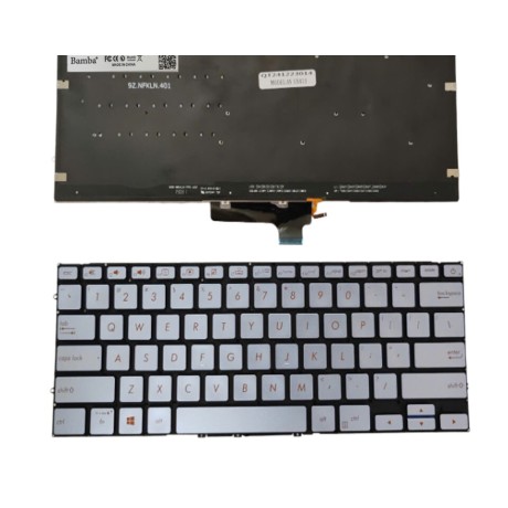 Bàn phím Tốt dùng cho Asus UX431,UX431FL,UX431FLC,UX431FA,UX431FN,UX431DA,S431F (Màu Bạc + Có đèn) Có nút nguồn