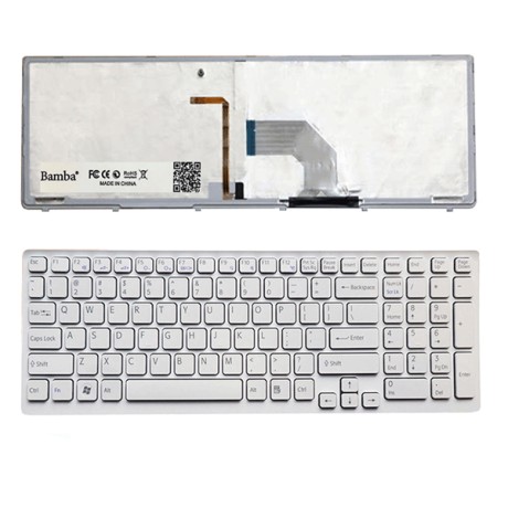 Bàn phím Tốt dùng cho Sony Sve-15,Sve-17 (Màu Trắng+Có Đèn) Có Khung