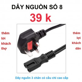 Dây nguồn số 8 cao cấp laptop 3 chấu có cầu chì