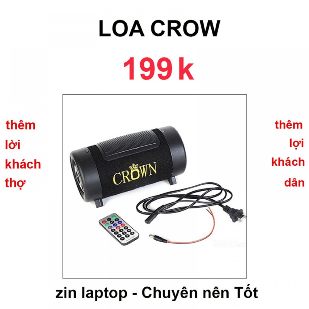 Loa CROWN dòng tròn hỗ Trợ USB, cổng AUX, Bluetooth V4.2 và chạy nguồn 220v với 12v