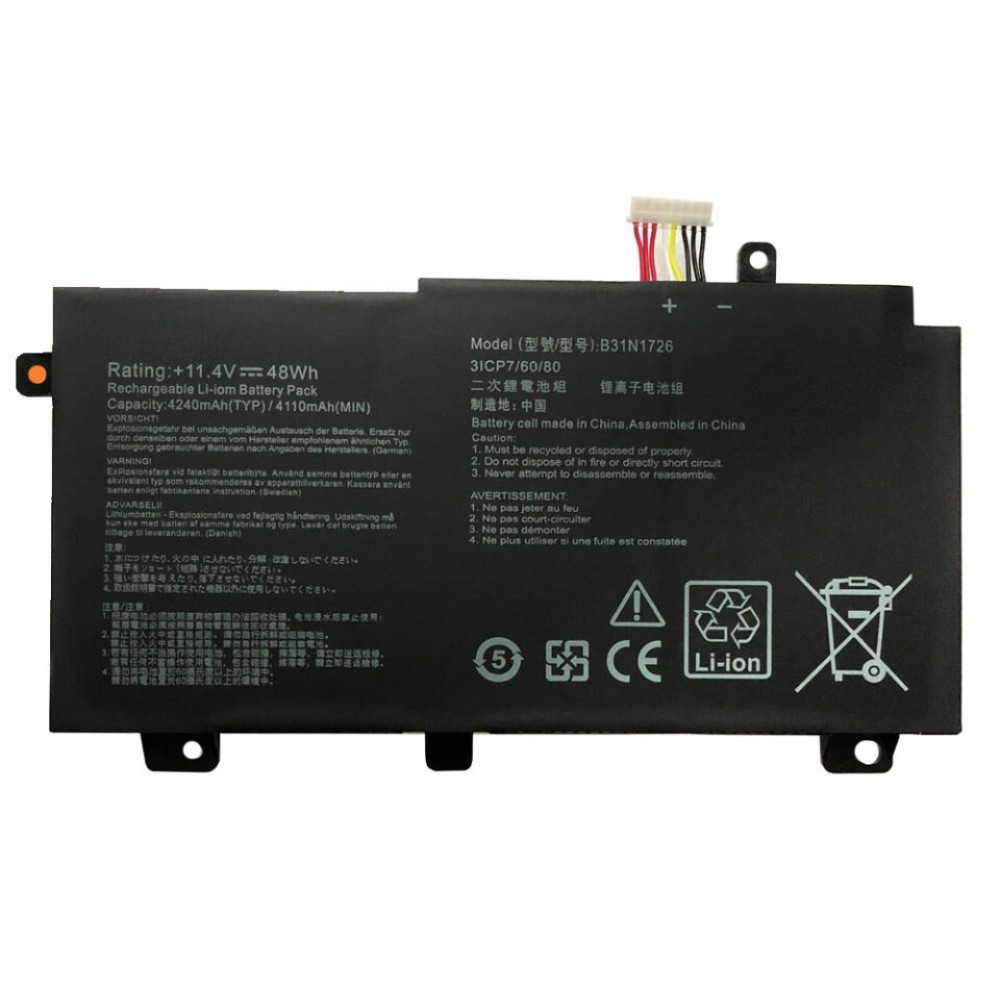 Pin dùng cho Asus FX80,FX80G,FX80GD,FX80GE,FX80GM,FX86,FX86FE,FX86FM,TUF Gaming FX504GD,FX504GE, FX504GM,FX505DT,FX505DV,FX505DU,FX505DY,FX505GE,FX505GD,FX505GM, A15 FA506IU, A17 FA706 (B31N1726) Type A - Cable ngắn