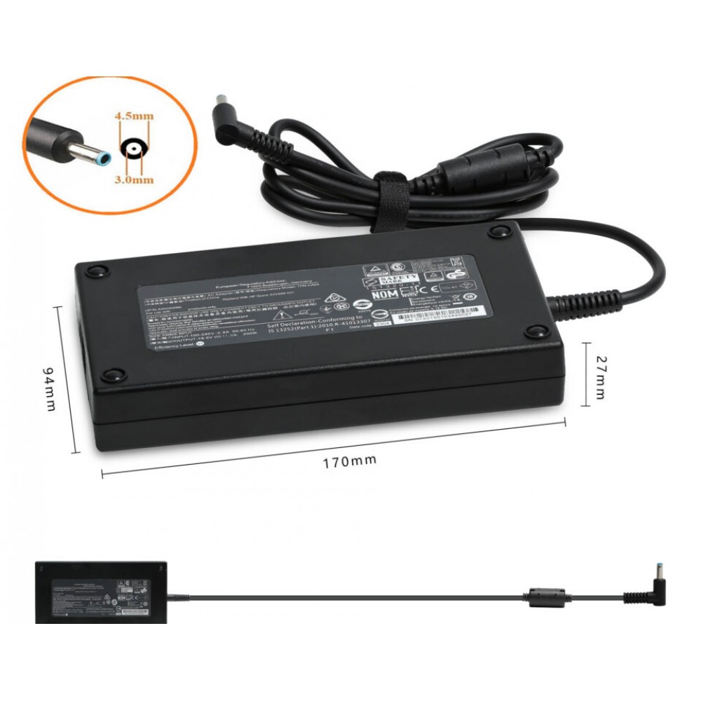 Cục Sạc 19.5V-11.8a (Đầu Kim nhỏ) Slim Cho Laptop Hp Omen 15CE,15DC,15DK,15CB,15-5000,17W,ZBook 17 G3,17 G4,17 G5,HP EliteBook 1050 G1,HP Victus 15FA, Victus 16E,16D,16P