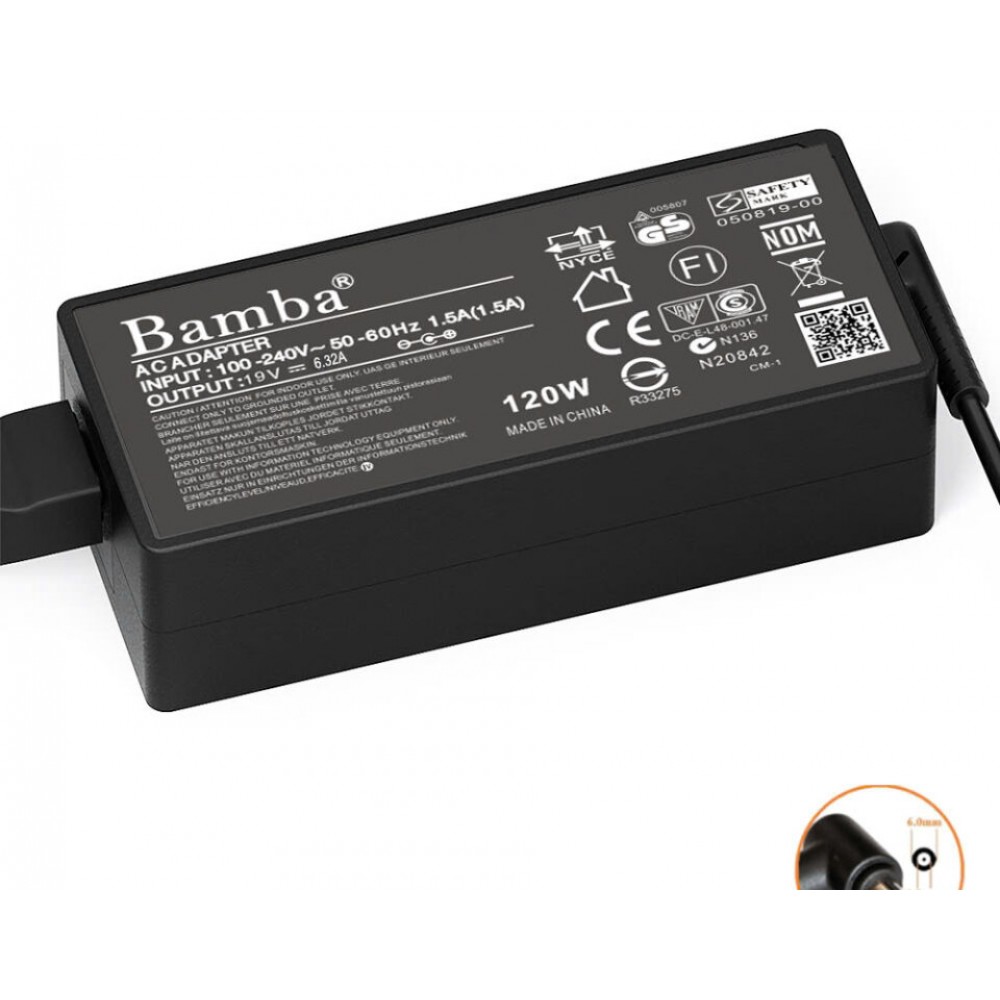 Cục Sạc 19.5V-6.32A (Đầu kim) Slim Cho Laptop Asus FX505,FX566,FX705,FX86,FX95,FX506,FA506,FX706,FX76,G531GT,G731G,GL731GT,G513IH,G713IH,Msi..