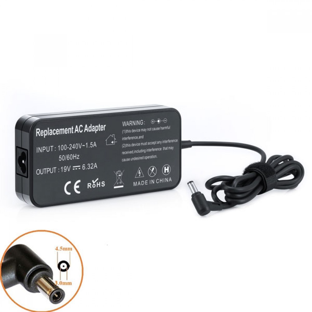 Cục Sạc 19V-6.32A (Đầu kim nhỏ) Slim Cho Laptop Asus PU401,P1440,P5430,M3500Q,P3540F,P3540FA,X560UD,X570ZD,UX564E,UX564EH,UX564EI,Msi