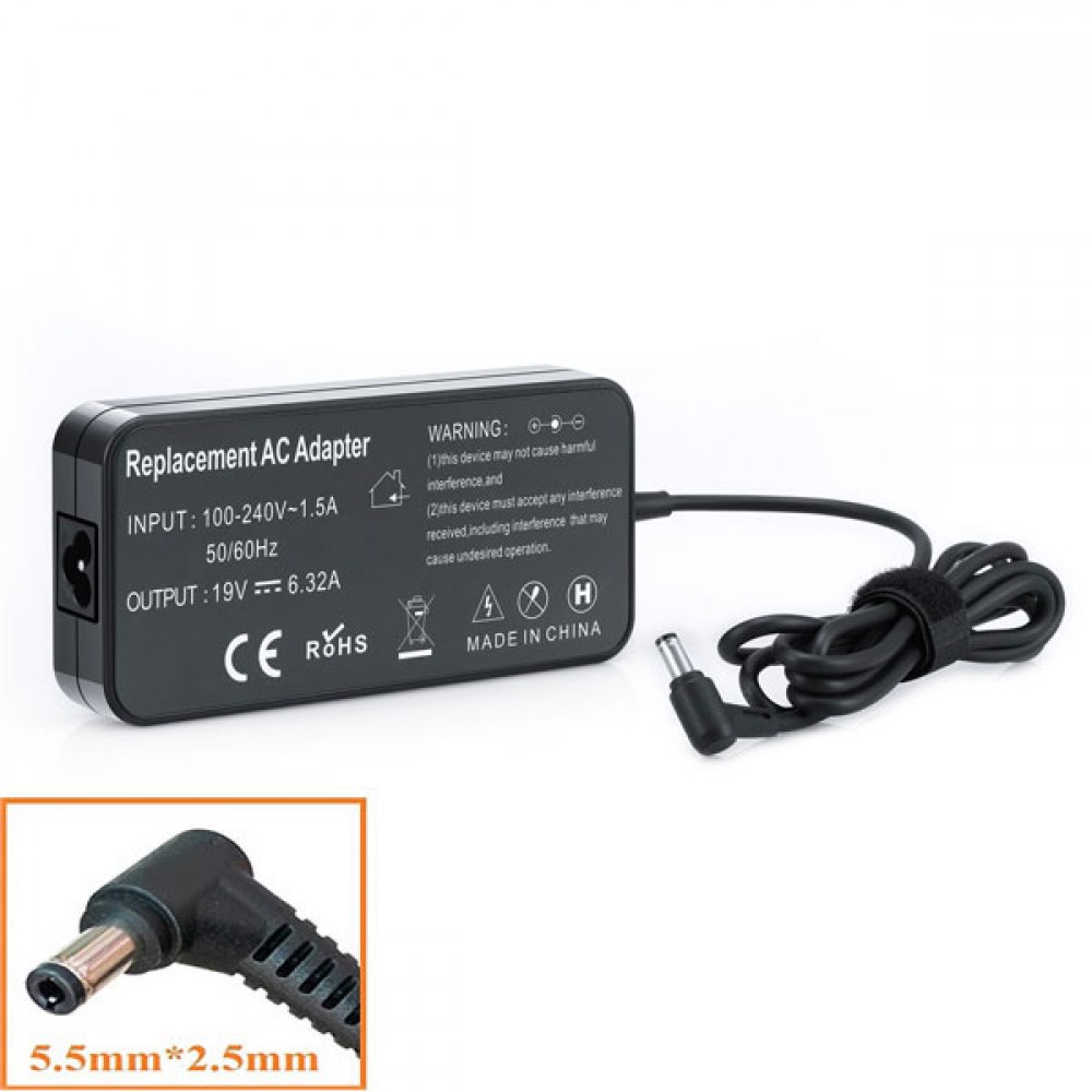 Cục Sạc 19V-6.32A Slim Cho Laptop Asus GL552,GL553,UX534F,FX503,FX703,Toshiba,Lenovo