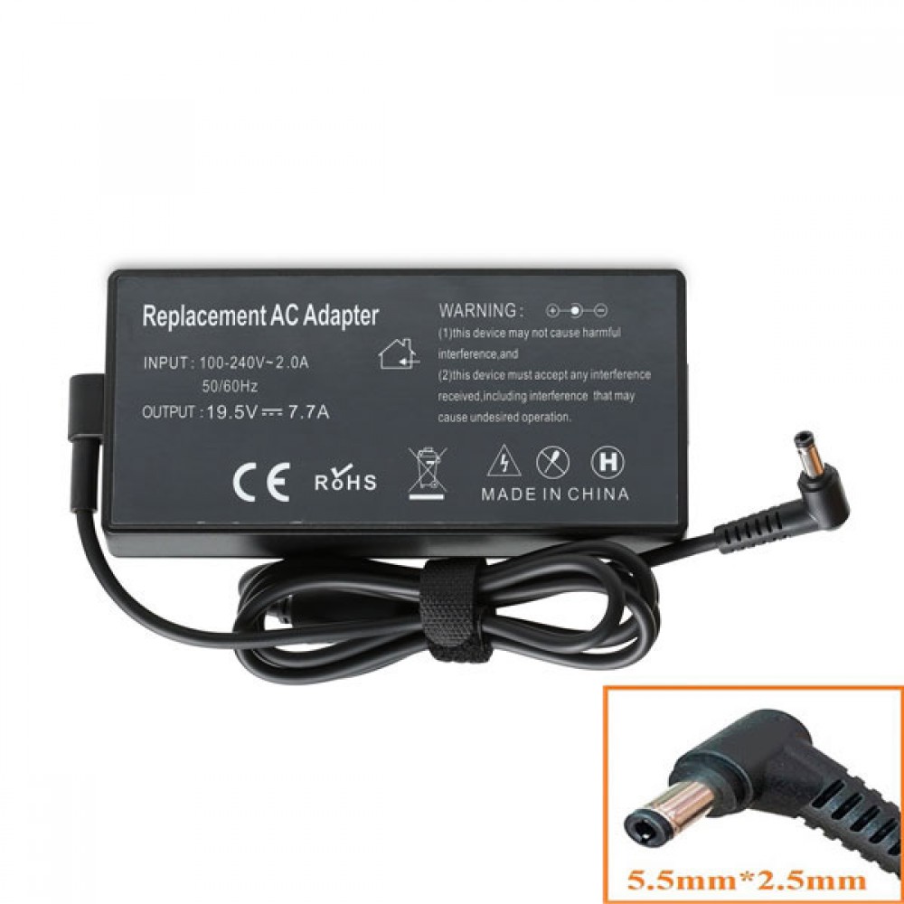 Cục Sạc 19V-7.7A Slim Cho Laptop Asus GL552,GL553,UX534F,FX503,FX703,Toshiba,Lenovo