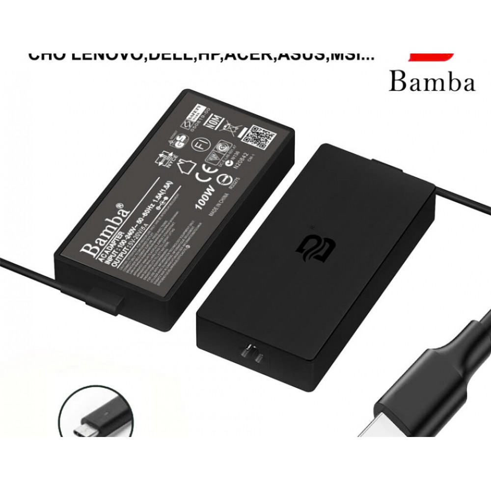 Cục Sạc 20V-5A Usb C Cho Laptop Dell Xps 15-9500,9510,9575,Dell Xps 17-9700,9710,Dell Inspiron 16- 7620,7630,Dell Precision 3480,3490,3580,3581,3590,3591,5480,5490,5680,5690, Dell Latitude 3450,3550,5340,5350,5440,5450,5455,5540,5550,7340,7350,7440,7450,7