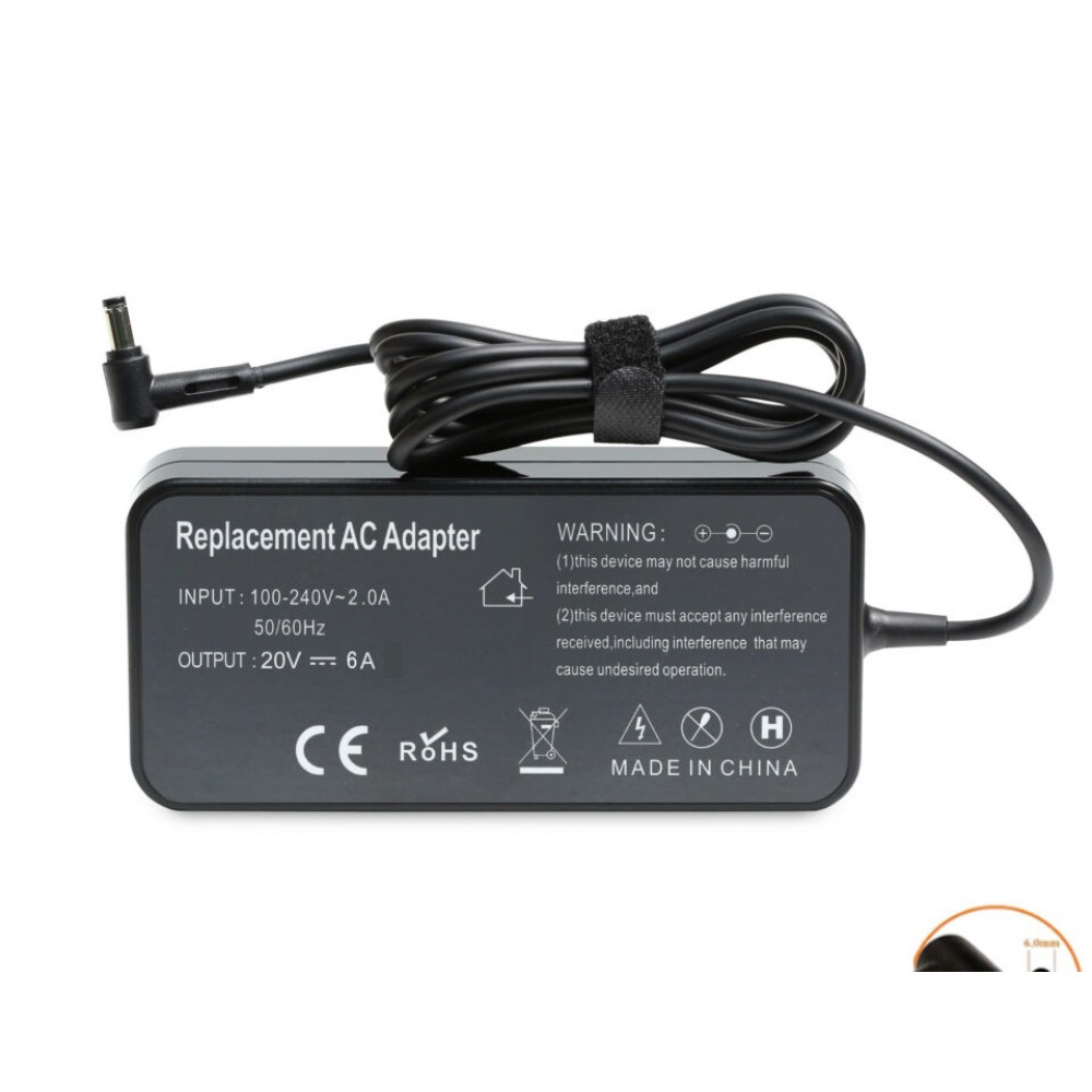 Cục Sạc 20V-6A (Đầu kim) Slim Cho Laptop Asus FX505,FX566,FX705,FX86,FX95,FX506,FA506,FX706,FX76, G531GT,G731G,GL731GT,G513IH,G713IH,Msi Ms-16U5