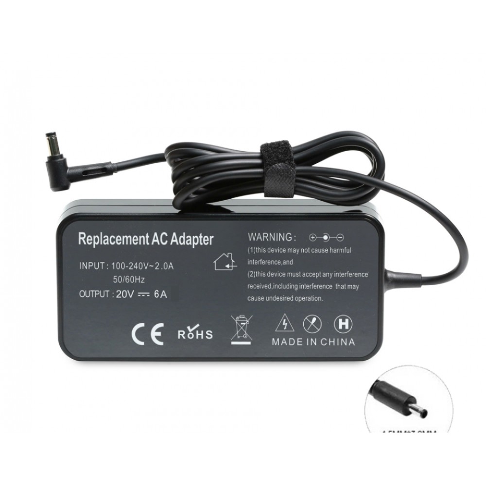Cục Sạc 20V-6A (Đầu kim nhỏ) Slim Cho Laptop Asus PU401,P1440,P5430,M3500Q,P3540F,P3540FA,X560UD,X570ZD,UX564E,UX564EH,UX564EI,Msi