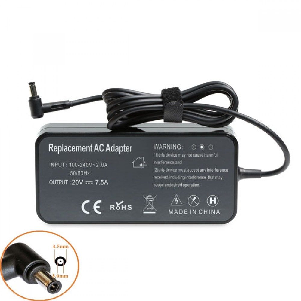 Cục Sạc 20V-7.5A (Đầu kim nhỏ) Slim Cho Laptop Asus PU401,P1440,P5430,M3500Q,P3540F,P3540FA,X560UD,X570ZD,UX564E,UX564EH,UX564EI,Msi