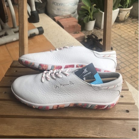 Giày thể thao, Giày chính hãng, Giày Pháp - Jazaru - Da nguyên miếng, Màu trắng, Size 37